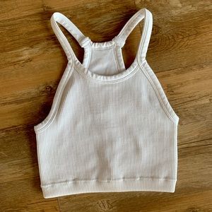 Balance Athletica Seamless Ribbed Tank Bra - White - XS